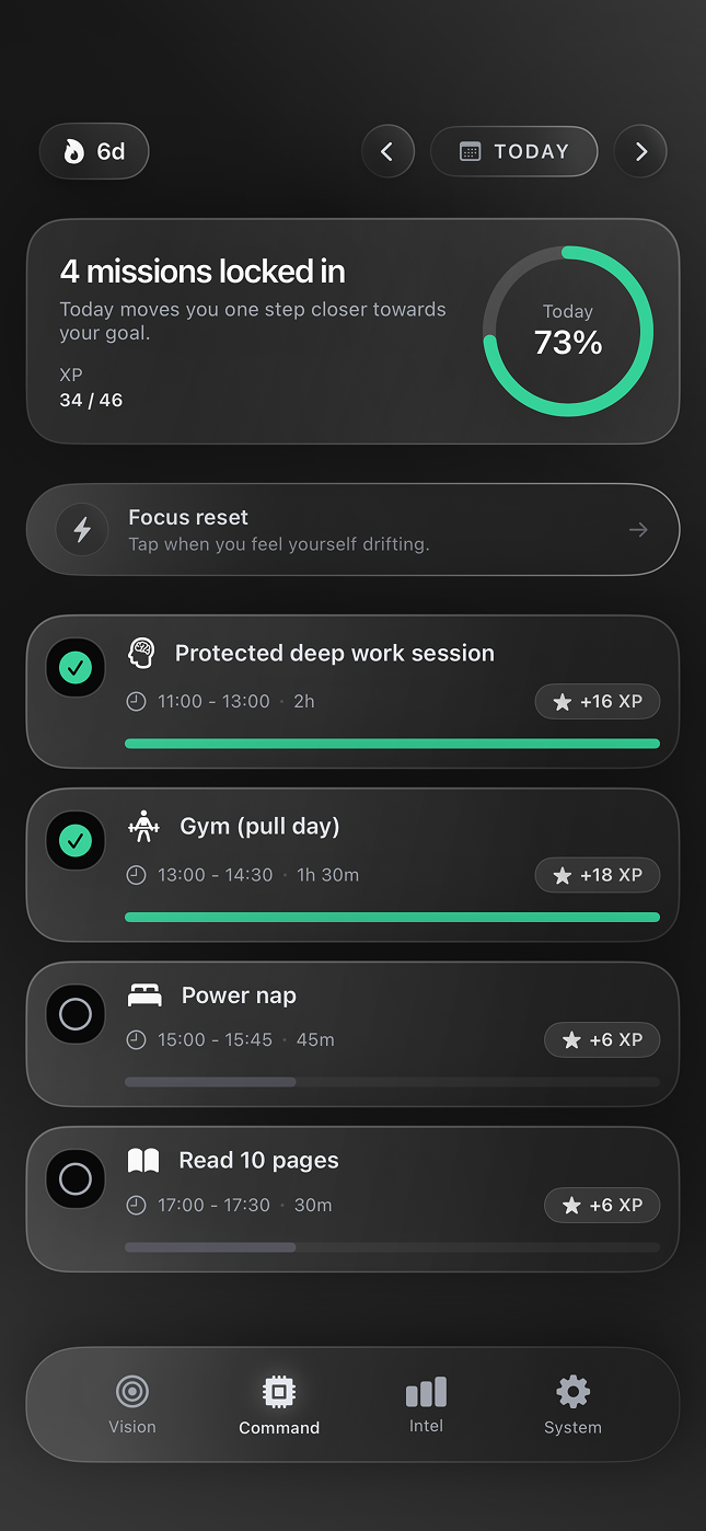 CTRL: Self Improvement OS app screen